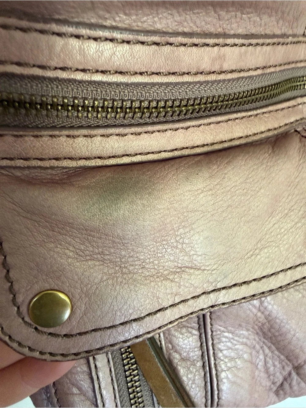 Fossil Mauve Purple Leather Shoulder Bag Tote - Picture 6 of 6
